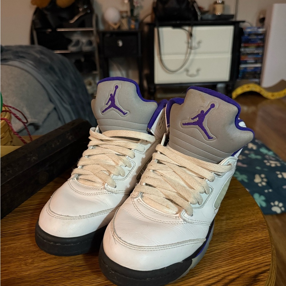 White and Purple Jordans